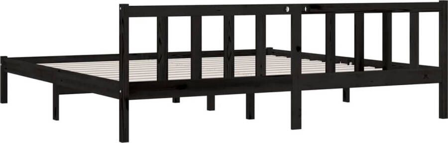 The Living Store Bedframe Grenenhout 205.5 x 205.5 x 69.5 cm Zwart 200 x 200 cm matras (Matras niet inbegrepen) Massief Hout Bed Frame Zwezerig Bed Tweepersoons Bed Modern Bed Frame Zwart - Foto 3