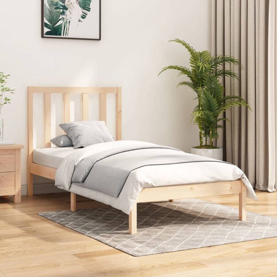 The Living Store Bedframe Grenenhout 205.5 x 95.5 x 100 cm Stabiel en comfortabel Geschikt voor matras 90 x 200 cm Montage vereist