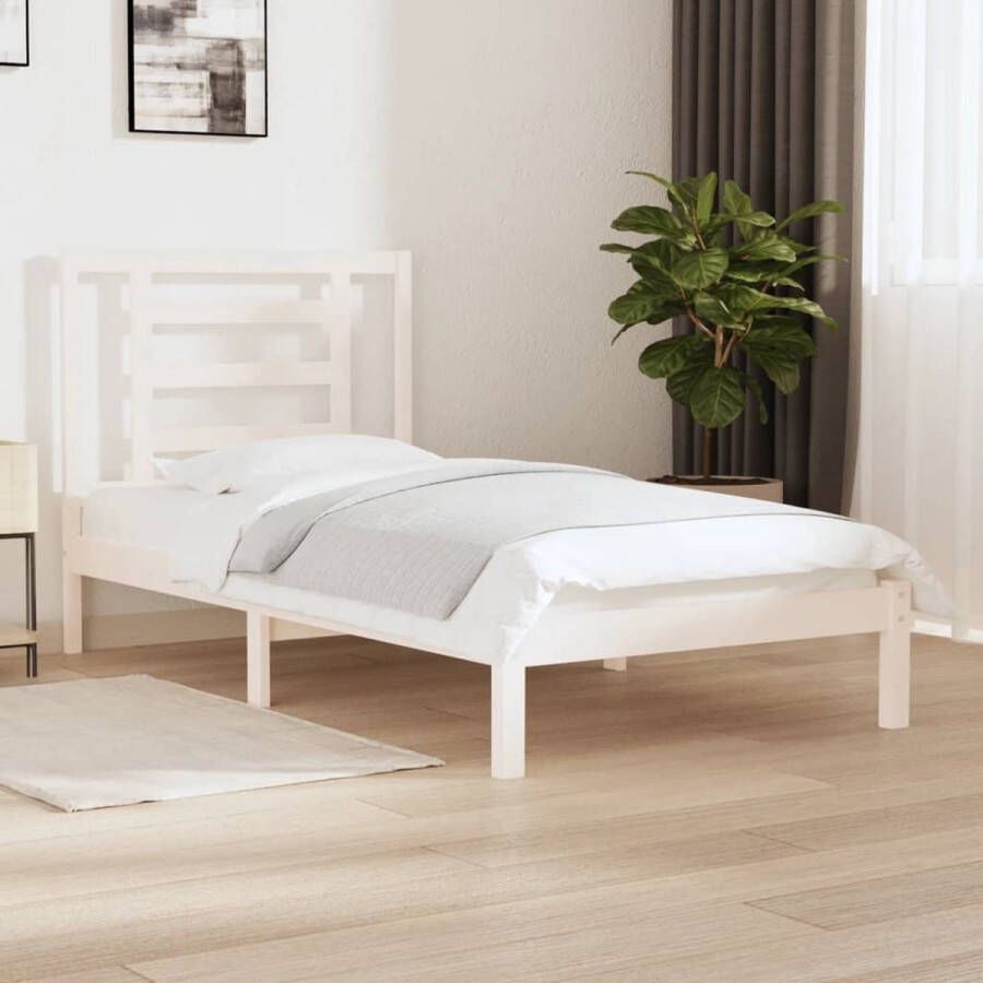 The Living Store Bedframe massief grenenhout wit 90x200 cm Bedframe Bedframes Bed Bedbodem Ledikant Bed Frame Massief Houten Bedframe Slaapmeubel Eenpersoonsbed Bedden Bedbodems - Foto 2