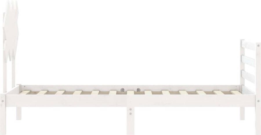 The Living Store Bedframe met hoofdbord massief hout wit 90x200 cm Bedframe Bedframes Bed Eenpersoonsbed Slaapkamermeubel Houten Bedframe Houten Bed Bedbodem Massief Houten Bedframe Ledikant Bedframe Met Hoofdeinde - Foto 3