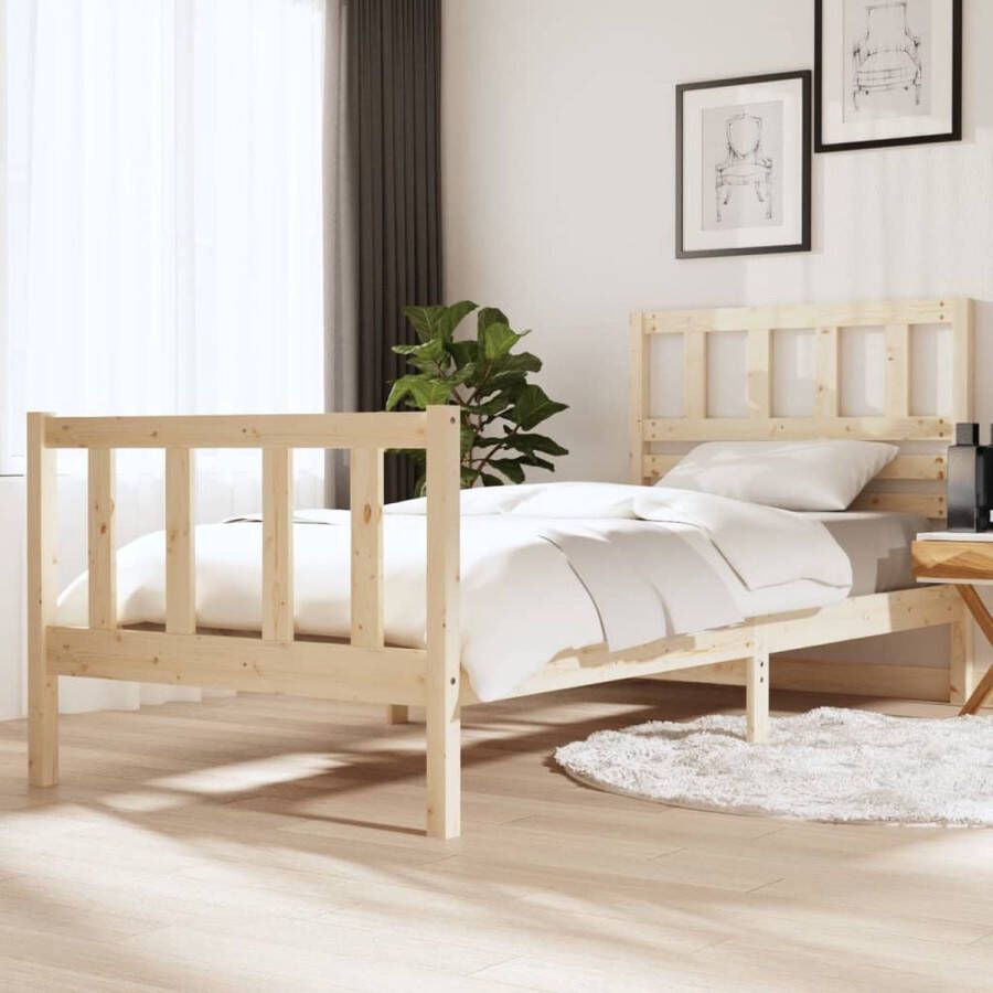 The Living Store Bedframe massief hout 90x200 cm Bedframe Bedframes Eenpersoonsbed Bed Bedombouw Frame Bed Frame Ledikant Bedframe Met Hoofdeinde Eenpersoonsbedden Bedden