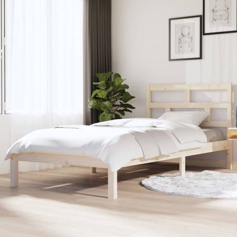 The Living Store Bedframe Grenenhout 205.5 x 96 x 100 cm Inclusief Hoofdeind Geschikt voor 90 x 200 cm Matras Montage vereist Modern Bed Frame Grenenhout Bed Hout Bed Tweepersoons Bed Boxspring Bed - Foto 2