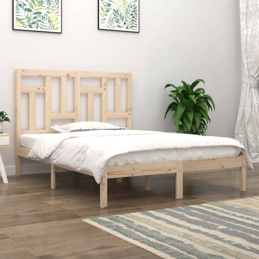 VidaXL The Living Store Bedframe Grenenhout 205.5x145.5x31 cm Comfortabel hoofdeinde Geschikt voor matras 140x200 cm