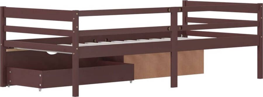 The Living Store Bedframe Grenenhout 206 x 96 x 65 cm Donkerbruin