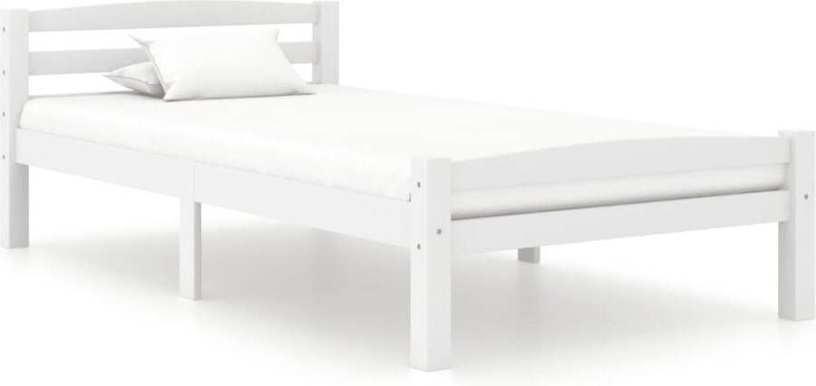 The Living Store Bedframe Grenenhout 206x106x66 cm Wit