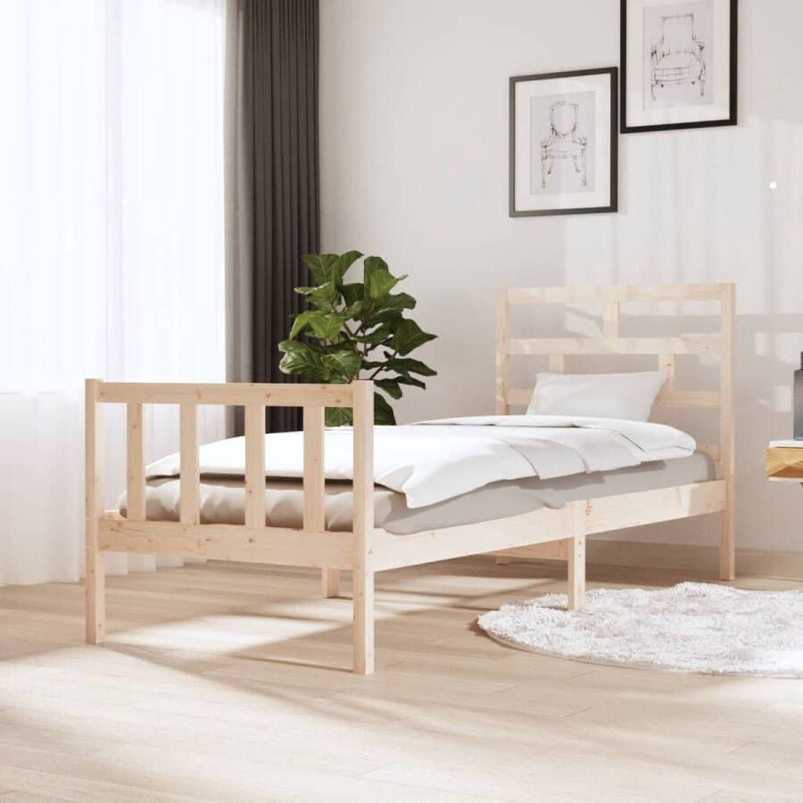 The Living Store Bedframe Grenenhout 75 x 190 cm Hoogwaardig materiaal Stevig en stabiel Comfortabel hoofdeinde In het oogspringend ontwerp Montage vereist