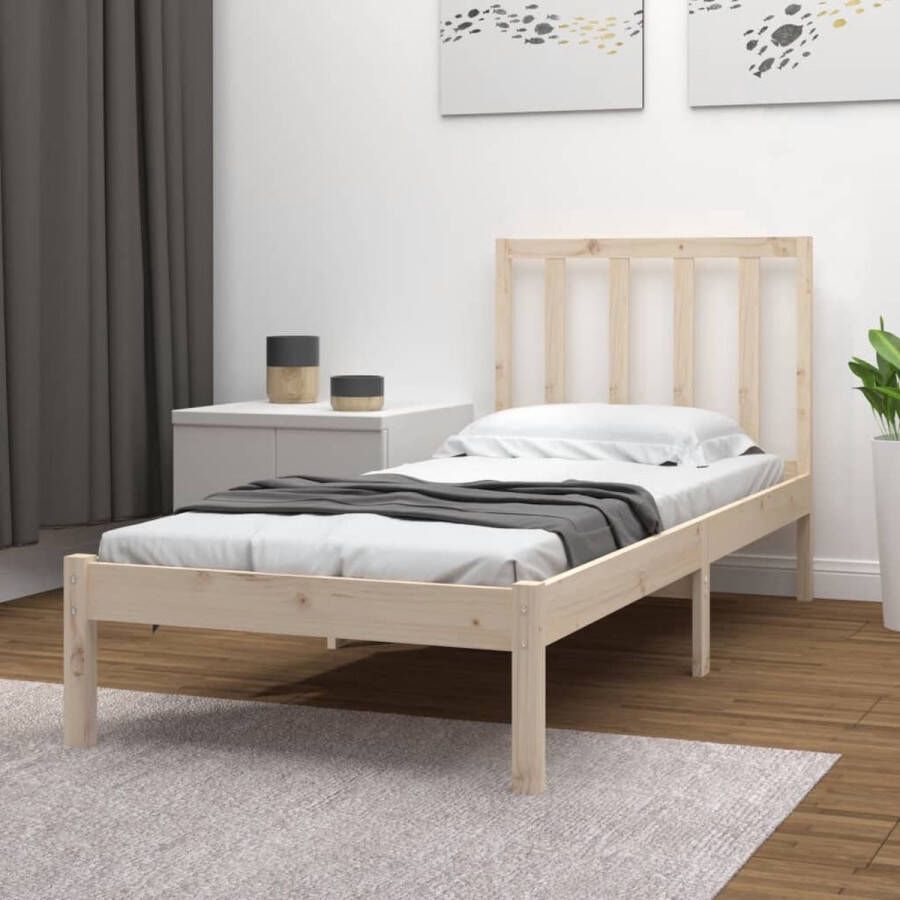 The Living Store Bedframe Grenenhout 90 x 190 cm Stabiel Hoofdeind inbegrepen