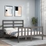 The Living Store Bedframe met hoofdbord massief hout grijs 140x190 cm Bedframe Bedframes Bed Tweepersoonsbed Slaapkamermeubel Houten Bedframe Houten Bed Bedbodem Massief Houten Bedframe Ledikant Bedframe Met Hoofdeinde - Thumbnail 6