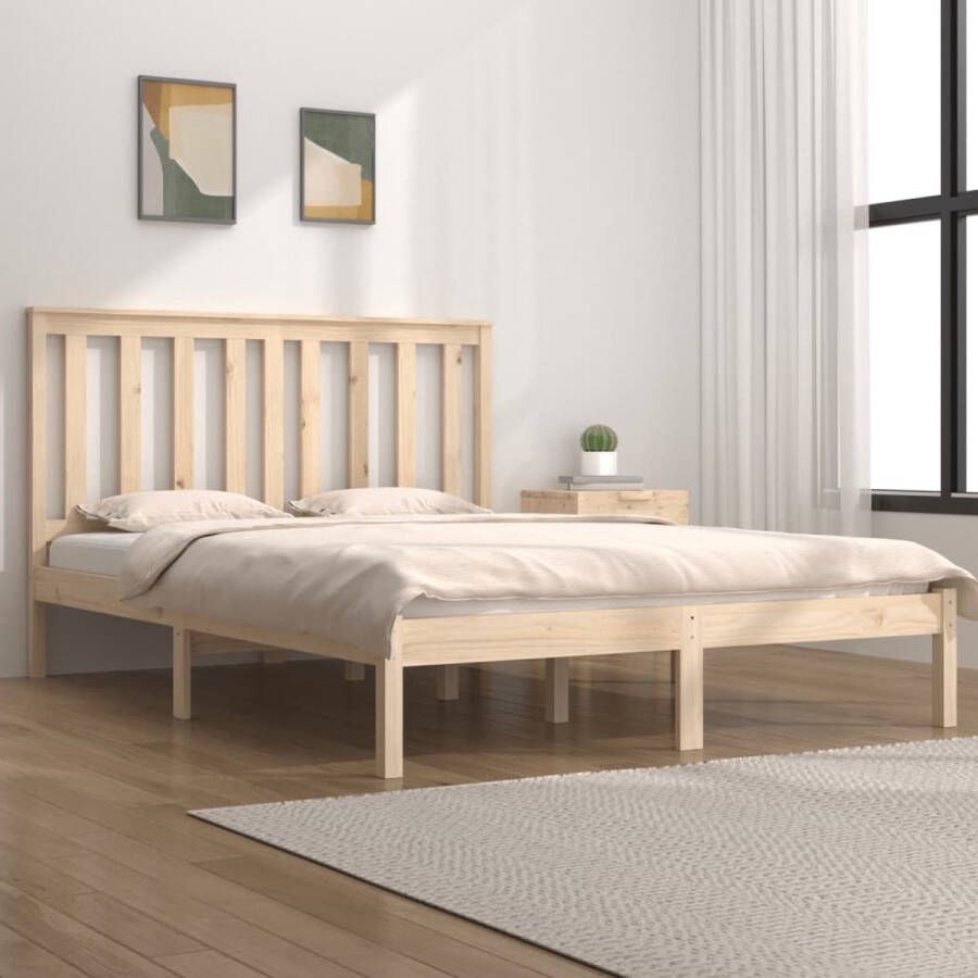 The Living Store Bedframe Grenenhout Classic 140x190 Onbehandeld Bedframe Grenenhouten Bed Klassiek Bed Houten Bed Tweepersoonsbed