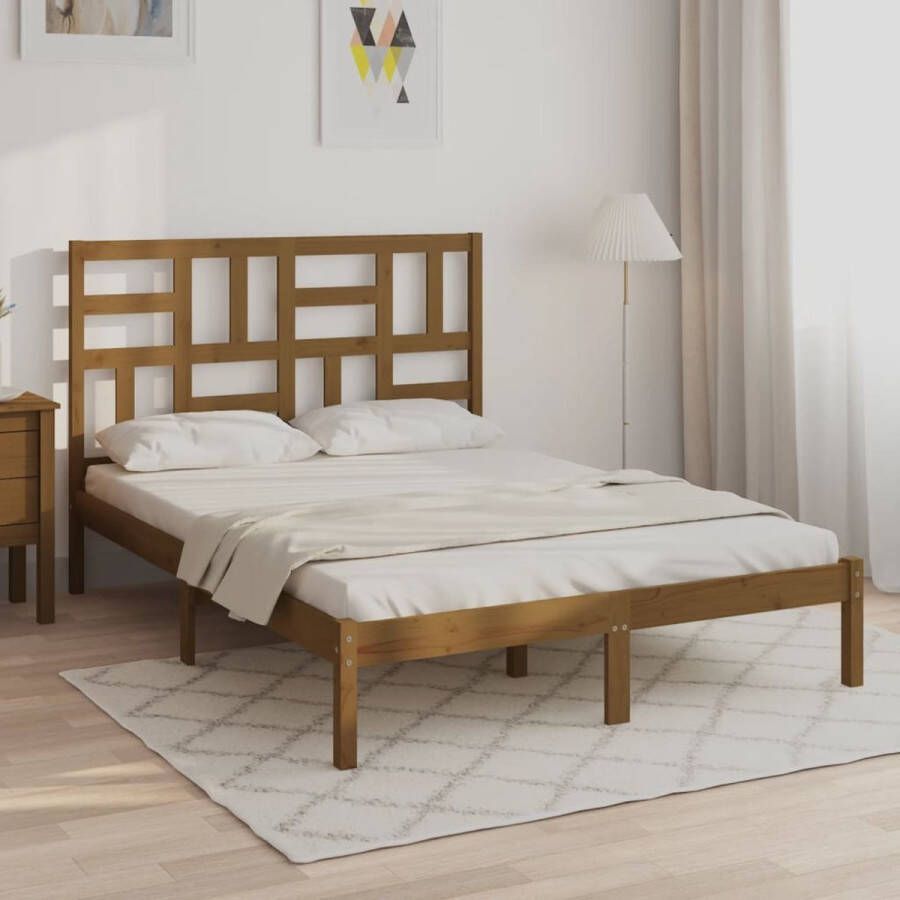 The Living Store Houten Bedframe Modern Bed Afmeting- 205.5 x 126 x 104 cm Ken- Hoogwaardig massief grenen Houten Bedframe Modern Bed Massief Grenenhout Bed 120x200 Tweepersoons Bed - Foto 2