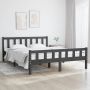 The Living Store Bedframe massief hout grijs 120x200 cm Bedframe Bedframes Tweepersoonsbed Bed Bedombouw Dubbel Bed Frame Bed Frame Ledikant Houten Bedframe Tweepersoonsbedden - Thumbnail 2