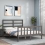 The Living Store Bedframe met hoofdbord massief hout grijs 140x200 cm Bedframe Bedframes Bed Tweepersoonsbed Slaapkamermeubel Houten Bedframe Houten Bed Bedbodem Massief Houten Bedframe Ledikant Bedframe Met Hoofdeinde - Thumbnail 6