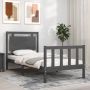 The Living Store Bedframe met hoofdbord massief hout grijs 90x200 cm Bedframe Bedframes Bed Eenpersoonsbed Slaapkamermeubel Houten Bedframe Houten Bed Bedbodem Massief Houten Bedframe Ledikant Bedframe Met Hoofdeinde - Thumbnail 5