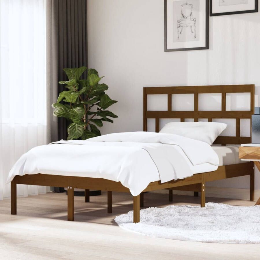 The Living Store Bedframe massief grenenhout honingbruin 140x200 cm Bedframe Bedframes Bed Bedbodem Ledikant Bed Frame Massief Houten Bedframe Slaapmeubel Tweepersoonsbed Bedden Bedbodems - Foto 2