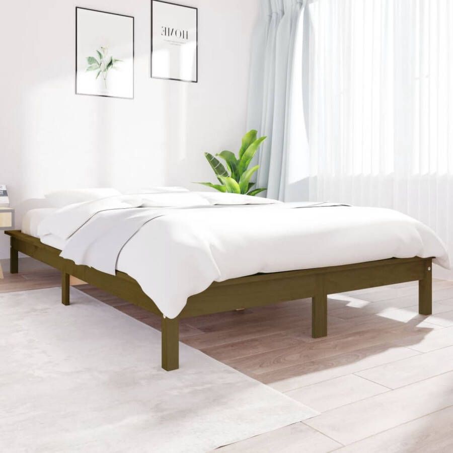 The Living Store Bedframe grenenhout honingbruin 180x200 cm 6FT Super King Bedframe Bedframes Bed Bedbodem Ledikant Bed Frame Massief Houten Bedframe Slaapmeubel Tweepersoonsbed Bedden Bedbodems