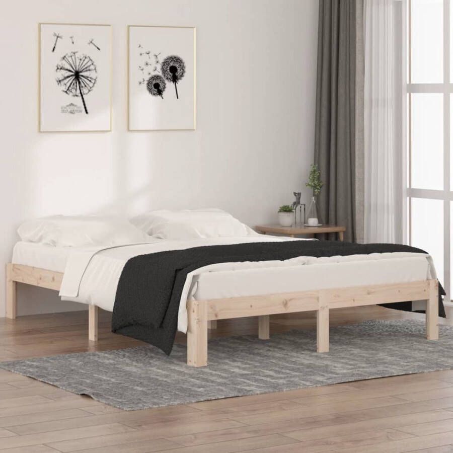 The Living Store Bedframe Grenenhout King Size 150 x 200 cm Onbehandeld