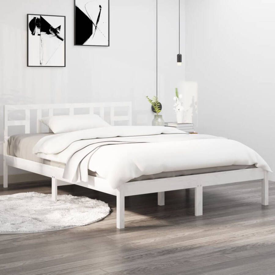 The Living Store Bedframe Grenenhout King Size Wit