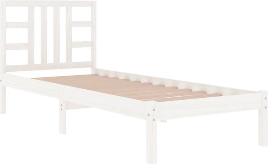 The Living Store Bedframe massief hout wit 90x200 cm Bedframe Bedframes Eenpersoonsbed Bed Bedombouw Ledikant Houten Bedframe Eenpersoonsbedden Bedden Bedombouwen Ledikanten