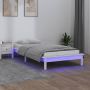 The Living Store Bedframe LED massief hout wit 100x200 cm Bedframe Bedframes Slaapkamermeubel Bedbasis Platformbed Bedplatform Palletbed Bedstee Eenpersoonsbed Bed Met LED Bedframe Met LED - Thumbnail 2