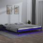 The Living Store Bedframe Grenenhout LED-verlichting 131.5 x 212 cm Grijs - Thumbnail 2