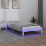 The Living Store Bedframe Grenenhout LED Verlichting RGB Wit 202 x 86.5 x 26 cm Geschikt voor 75 x 190 cm matras (2FT6 Small Single) Montagehandleiding inbegrepen - Thumbnail 2