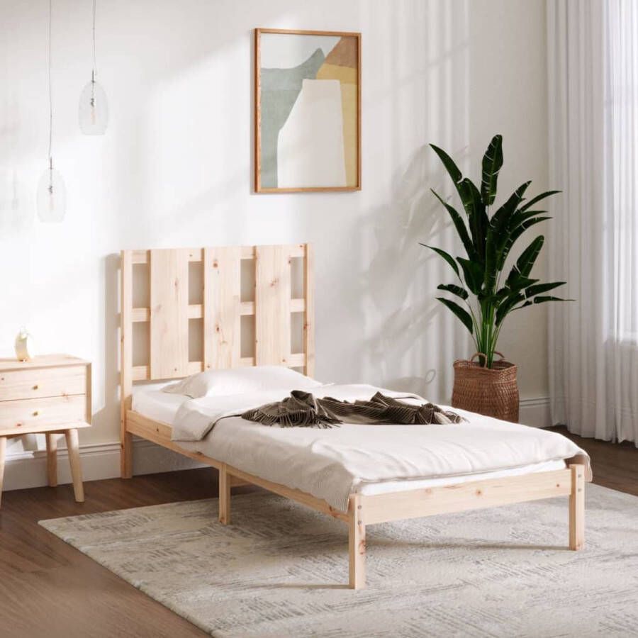 The Living Store Bedframe Grenenhout Massief 205.5 x 105.5 x 100 cm Comfortabel hoofdeinde