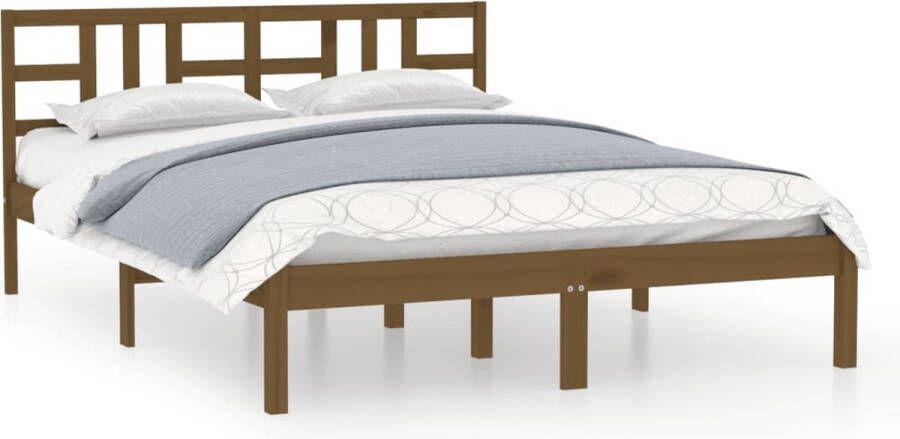 The Living Store Bedframe massief hout honingbruin 200x200 cm Bedframe Bedframes Tweepersoonsbed Bed Bedombouw Dubbel Bed Frame Bed Frame Ledikant Houten Bedframe Tweepersoonsbedden - Foto 2