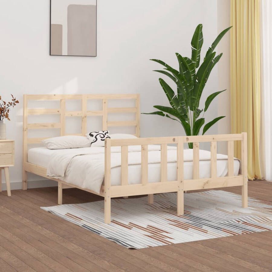 The Living Store Bedframe Grenenhout Massief 205.5x146x104 cm Met Stevige Lattenbodem