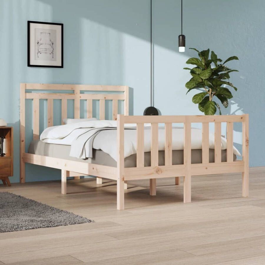 The Living Store Bedframe massief hout 120x190 cm 4FT Small Double Bedframe Bedframes Tweepersoonsbed Bed Bedombouw Dubbel Bed Frame Bed Frame Ledikant Houten Bedframe Tweepersoonsbedden