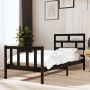 The Living Store Bedframe massief grenenhout zwart 90x200 cm Bedframe Bedframes Bed Bedbodem Ledikant Bed Frame Massief Houten Bedframe Slaapmeubel Eenpersoonsbed Bedden Bedbodems - Thumbnail 2