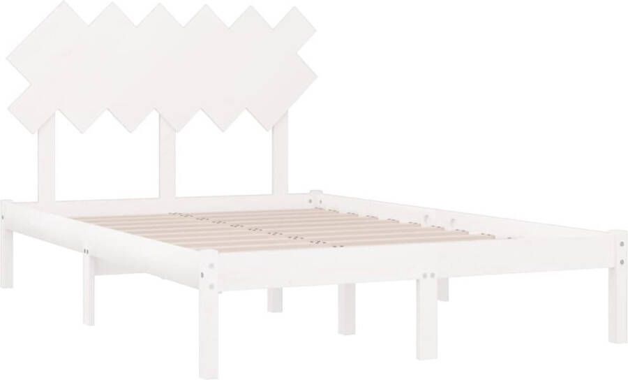 The Living Store Bedframe massief hout wit 120x200 cm Bedframe Bedframes Bed Bedbodem Ledikant Bed Frame Massief Houten Bedframe Slaapmeubel Tweepersoonsbed Bedden Bedbodems - Foto 2