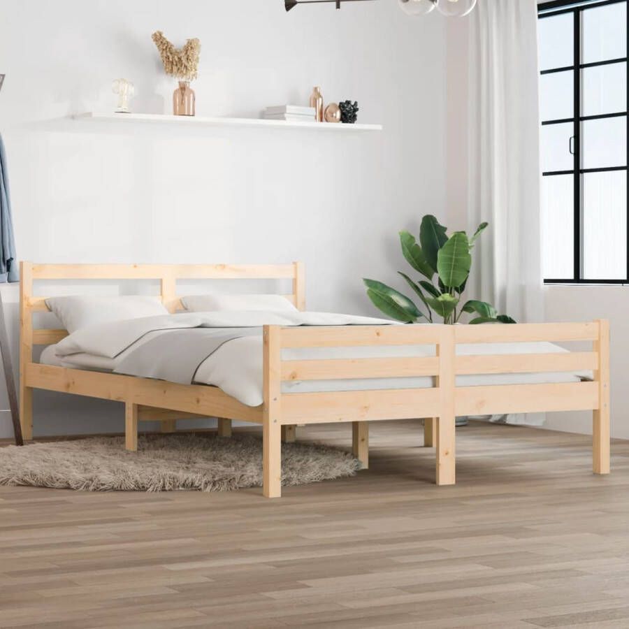 The Living Store Bedframe Grenenhout Moderne slaapkamerinrichting 120 x 200 cm Massief hout Stabiel en comfortabel