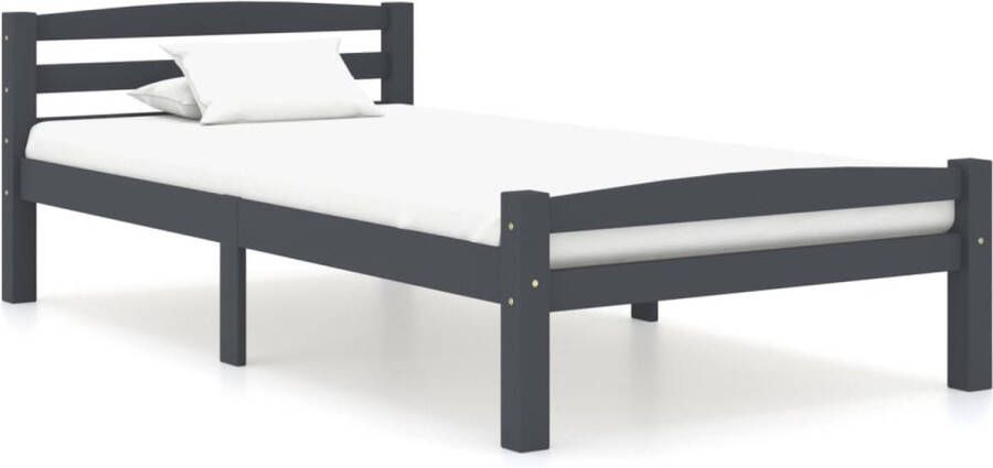 The Living Store Bedframe massief grenenhout donkergrijs 100x200 cm Bedframe Bed Frame Bed Frames Bed Bedden 1-persoonsbed 1-persoonsbedden Eenpersoons Bed - Foto 2