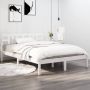 The Living Store Bedframe massief hout wit 140x200 cm Bedframe Bedframes Tweepersoonsbed Bed Bedombouw Dubbel Bed Frame Bed Frame Ledikant Houten Bedframe Tweepersoonsbedden - Thumbnail 2