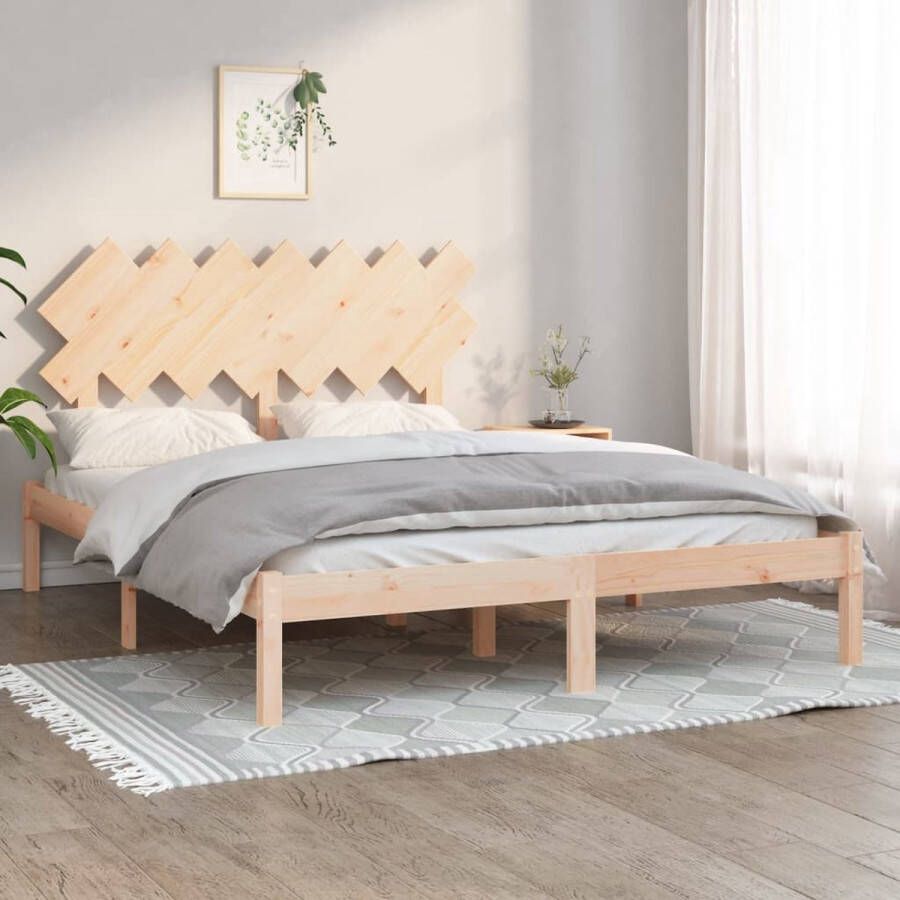 The Living Store Bedframe Grenenhout Praktisch en Decoratief 140x200 cm Stevige Lattenbodem Houten Bedframe Grenenhout Bed Massief Houten Bed Bedframe 140x200 Tweepersoons Bed