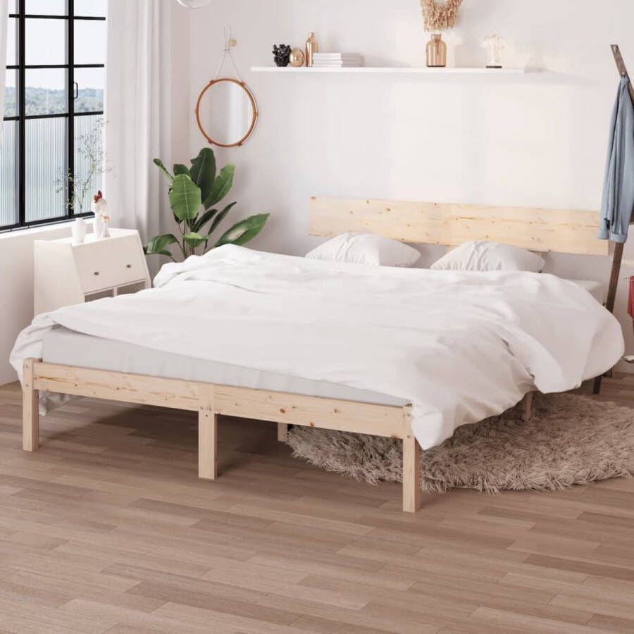 The Living Store Bedframe Grenenhout Tweepersoons 160x200 cm Onbehandeld