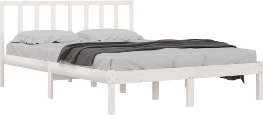 The Living Store Bedframe massief grenenhout wit 120x200 cm Bedframe Bedframes Bed Bedbodem Ledikant Bed Frame Massief Houten Bedframe Slaapmeubel Bedden Bedbodems Ledikanten - Foto 2