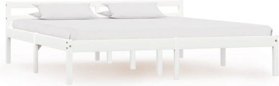 The Living Store Bedframe grenenhout wit 206 x 166 x 60 cm geschikt voor matras 160 x 200 cm