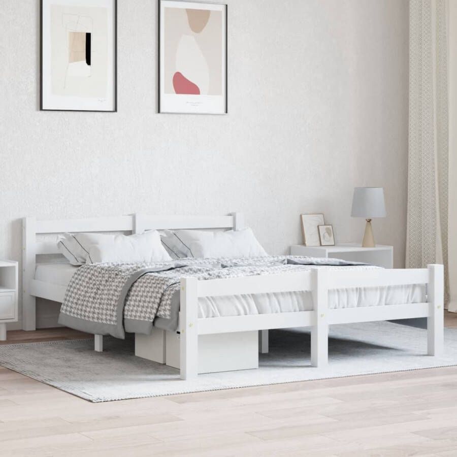 The Living Store Bedframe massief grenenhout wit 120x200 cm Bedframe Bed Frame Bed Frames Bed Bedden 2-persoonsbed 2-persoonsbedden Tweepersoons Bed