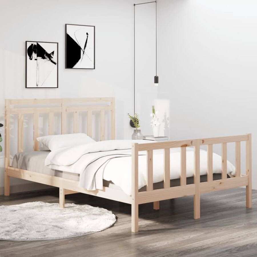 The Living Store Bedframe massief hout zwart 120x190 cm 4FT Small Double Bedframe Bedframes Tweepersoonsbed Bed Bedombouw Dubbel Bed Frame Bed Frame Ledikant Houten Bedframe Tweepersoonsbedden - Foto 2