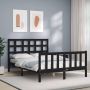 The Living Store Bedframe met hoofdbord massief hout zwart 140x200 cm Bedframe Bedframes Bed Tweepersoonsbed Slaapkamermeubel Houten Bedframe Houten Bed Bedbodem Massief Houten Bedframe Ledikant Bedframe Met Hoofdeinde - Thumbnail 2