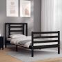 The Living Store Bedframe met hoofdbord massief hout zwart 100x200 cm Bedframe Bedframes Bed Eenpersoonsbed Slaapkamermeubel Houten Bedframe Houten Bed Bedbodem Massief Houten Bedframe Ledikant Bedframe Met Hoofdeinde - Thumbnail 2