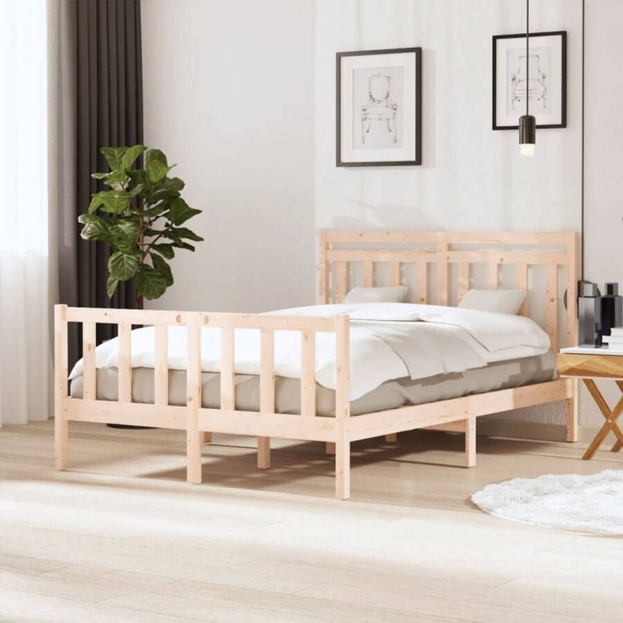 The Living Store Bedframe massief hout 140x200 cm Bedframe Bedframes Tweepersoonsbed Bed Bedombouw Dubbel Bed Frame Bed Frame Ledikant Bedframe Met Hoofdeinde Tweepersoonsbedden