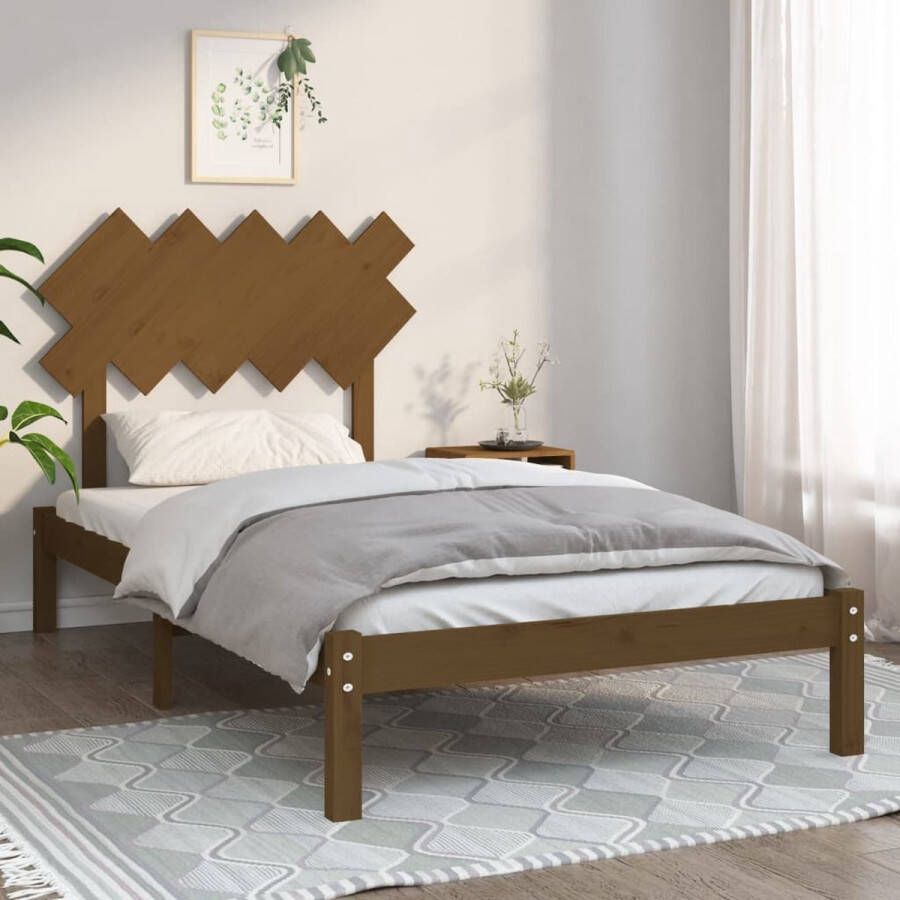 The Living Store Bedframe massief hout honingbruin 100x200 cm Bedframe Bedframes Bed Bedbodem Ledikant Bed Frame Massief Houten Bedframe Slaapmeubel Eenpersoonsbed Bedden Bedbodems