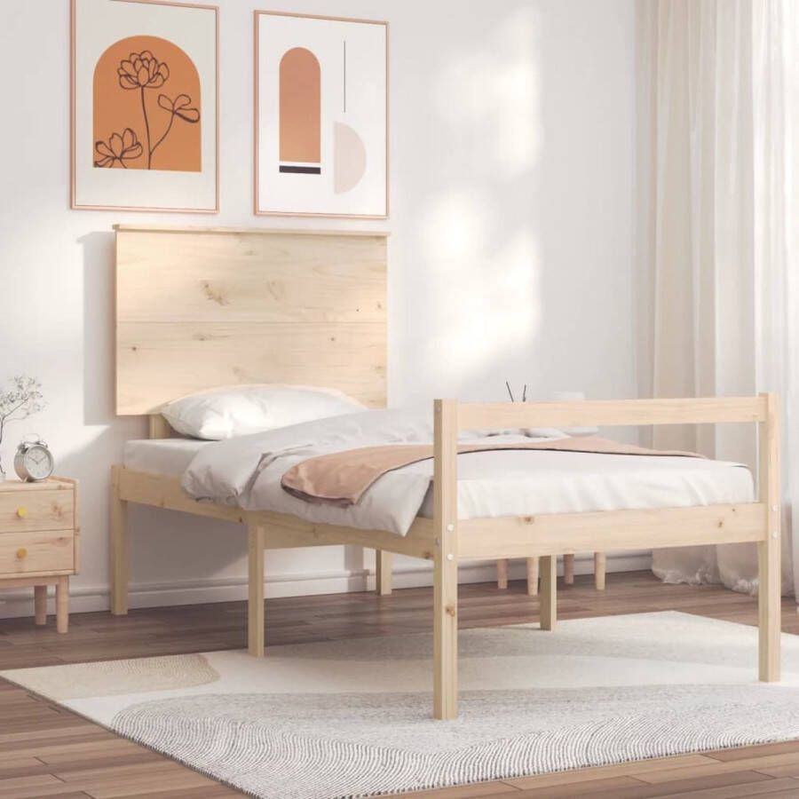 The Living Store Bedframe Grenenhouten Bedframe 195.5 x 95.5 x 82.5 cm Multiplex lattenbodem - Foto 2