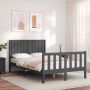 The Living Store Bedframe met hoofdbord massief hout grijs 120x200 cm Bedframe Bedframes Bed Tweepersoonsbed Slaapkamermeubel Houten Bedframe Houten Bed Bedbodem Massief Houten Bedframe Ledikant Bedframe Met Hoofdeinde - Thumbnail 4