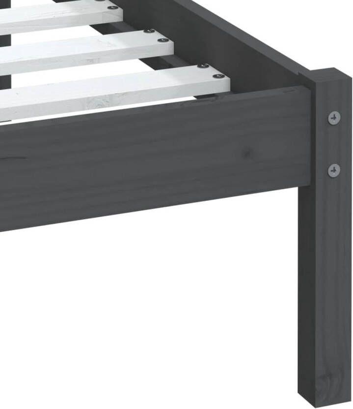 The Living Store Bedframe massief grenenhout grijs 100x200 cm Bedframe Bedframes Eenpersoonsbed Bed Bedombouw Frame Bed Frame Ledikant Bedframe Met Hoofdeinde Eenpersoonsbedden Bedden - Foto 2