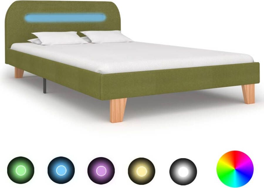 The Living Store Bedframe Groen 208 x 125 x 80 cm 120 x 200 cm LED-strip