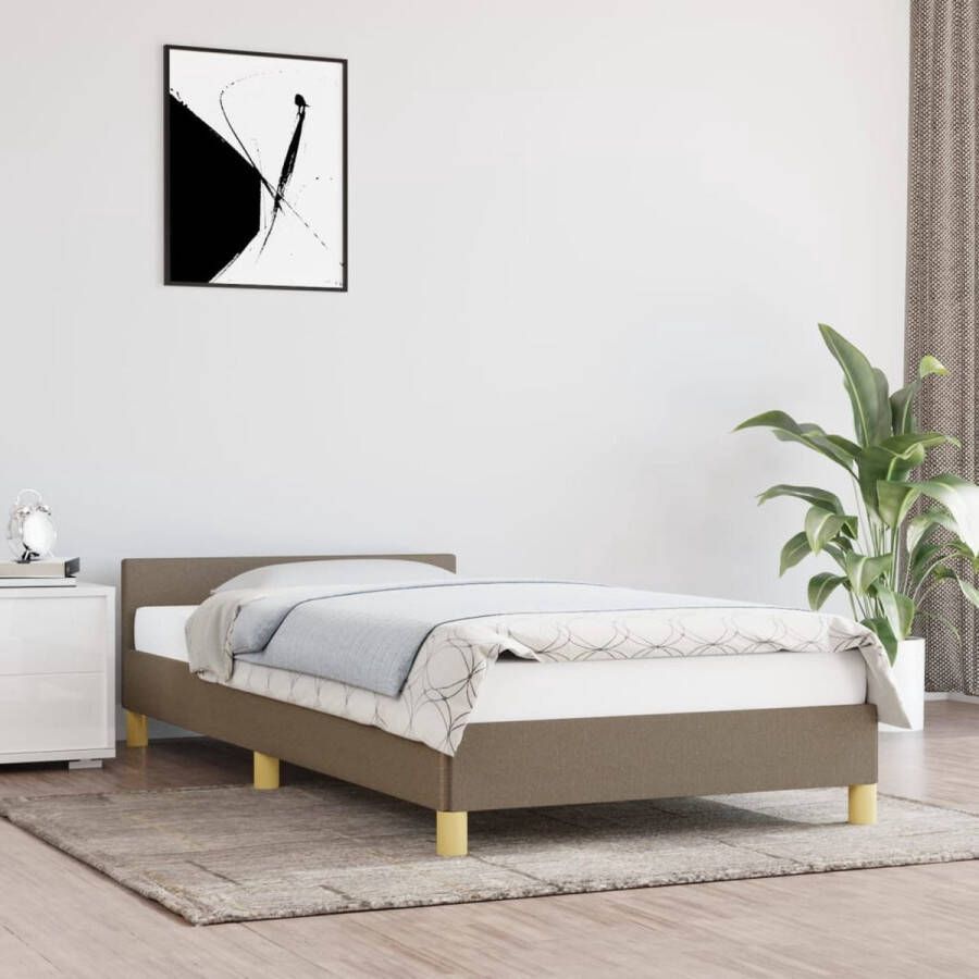 The Living Store Bedframe Hoofdeinde Stof Multiplex Taupe 193 x 93 x 50 cm Geschikt voor 90 x 190 cm matras