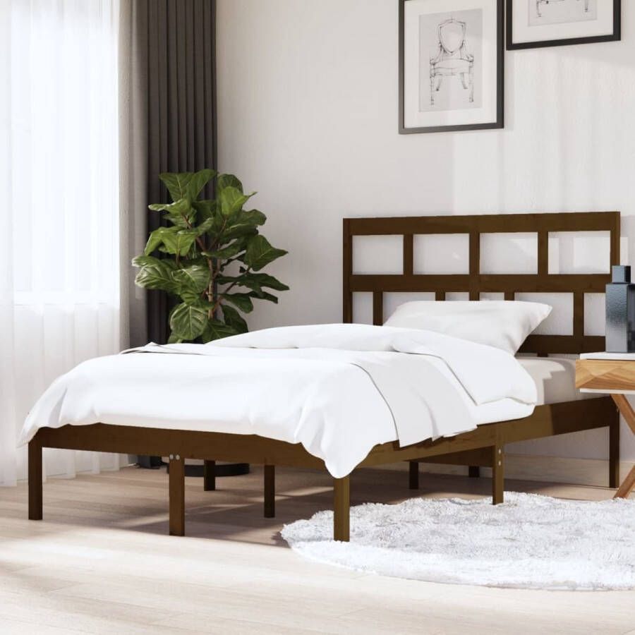 The Living Store Bedframe Hout 205.5 x 156 x 100 cm Honingbruin 150 x 200 cm